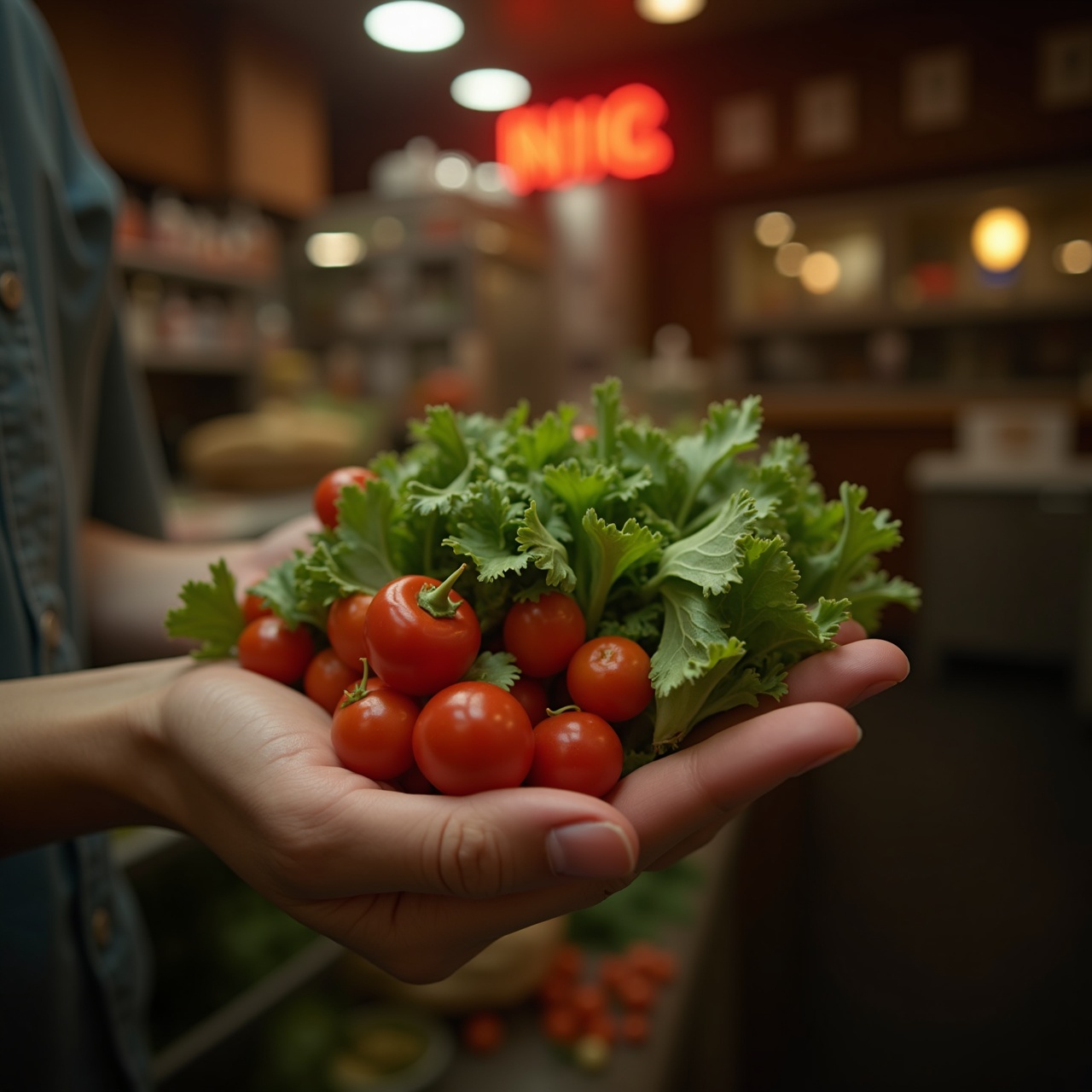 hands holding fresh vegetables